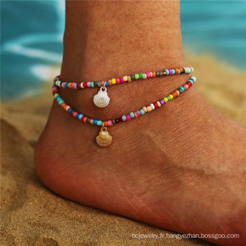 Shangjie OEM All-Match Anklet Color Color Rice Bead Beach Street Shot Pendante Pendentif Femelle de cheville tressée